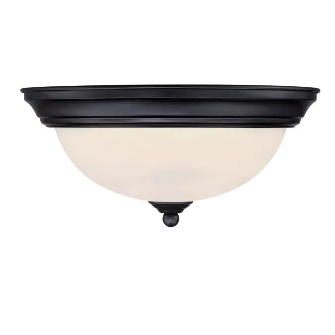 11-Inch 15-Watt LED Indoor Flush Mount Ceiling Fixture, Matte Black Finish, Frosted Shade