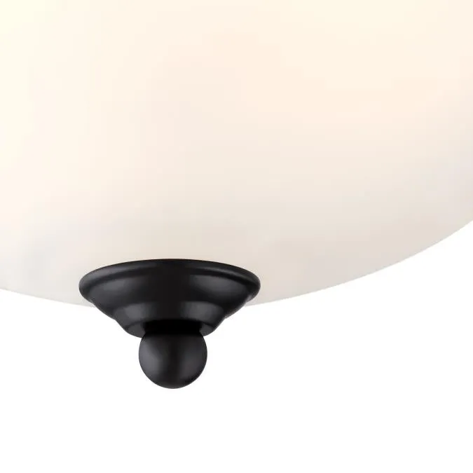 11-Inch 15-Watt LED Indoor Flush Mount Ceiling Fixture, Matte Black Finish, Frosted Shade