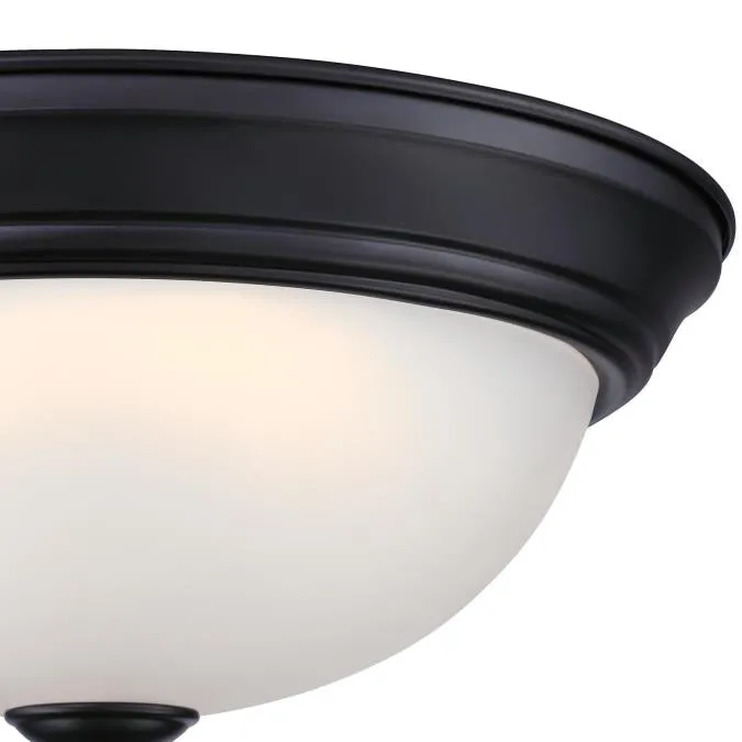 11-Inch 15-Watt LED Indoor Flush Mount Ceiling Fixture, Matte Black Finish, Frosted Shade