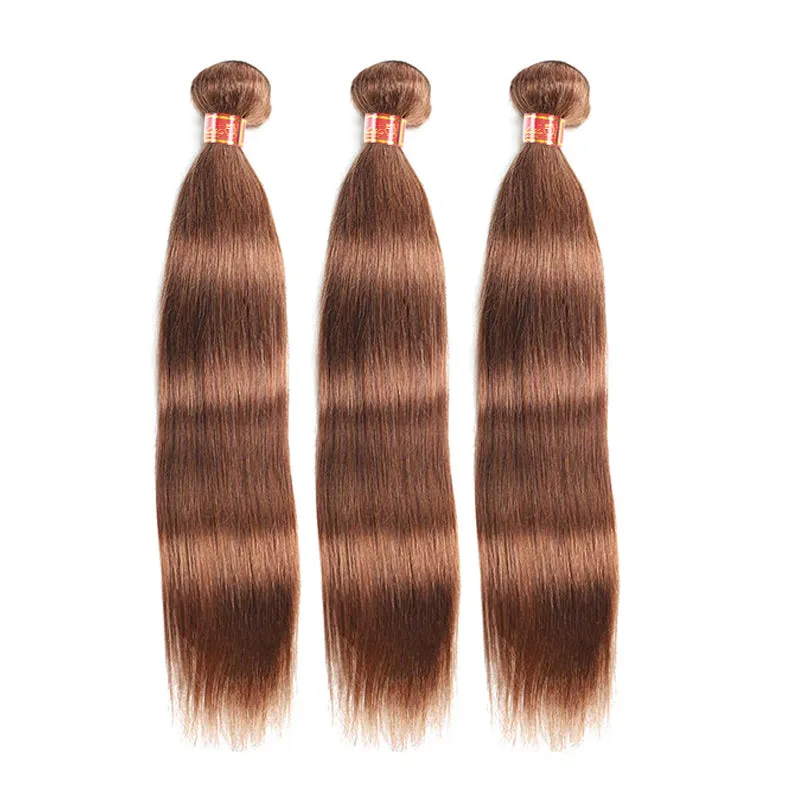 {12A 3Pcs Closure} Dark Brown #4 Color 3 Bundles Straight Hair With 4x4 Lace Closure