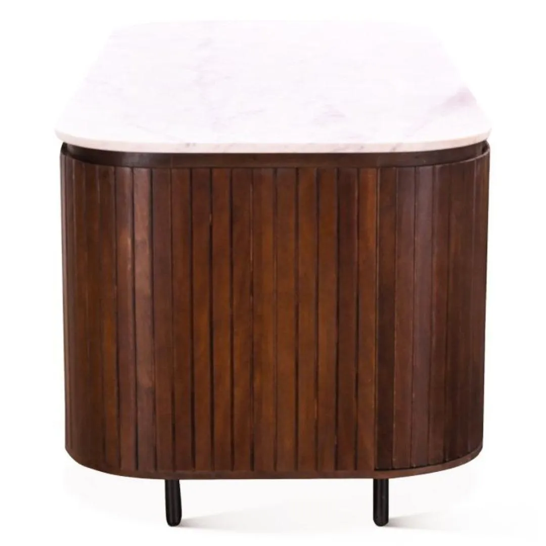 Aged Mahogany with White Marble Top Office Desk