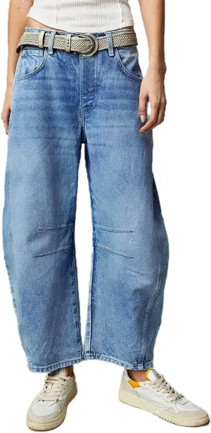 Allimy Womens Jeans Mid Rise Barrel Leg Vintage Jeans for Women Trendy 2025 Denim Pants Non Stretch