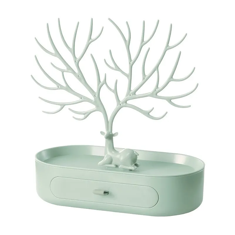 Antler Tree Jewelry Rack with Drawer Stylish and Functional Storage
