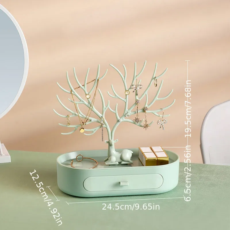 Antler Tree Jewelry Rack with Drawer Stylish and Functional Storage