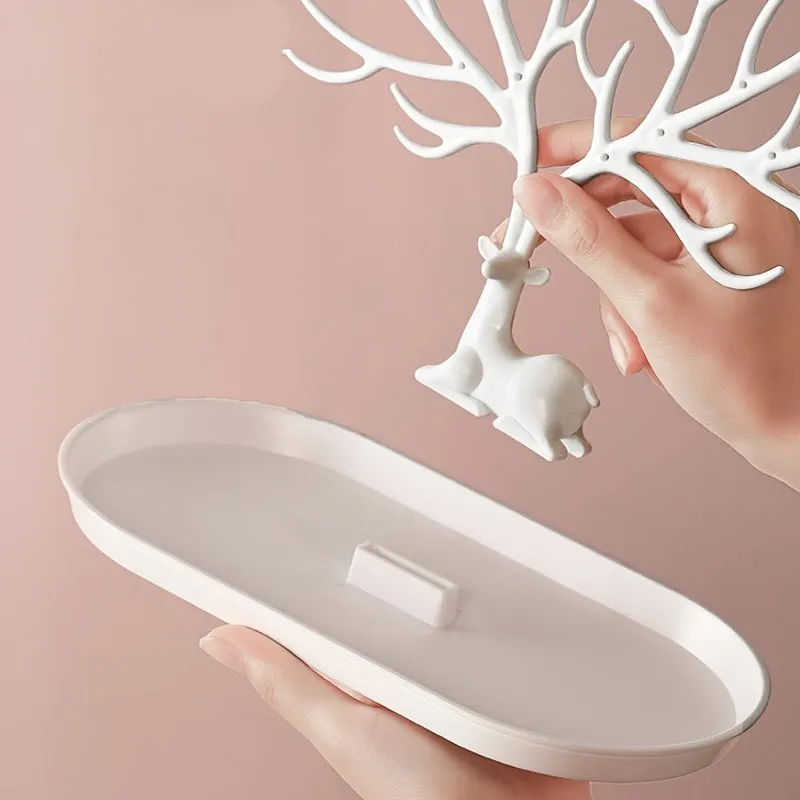 Antler Tree Jewelry Rack with Drawer Stylish and Functional Storage