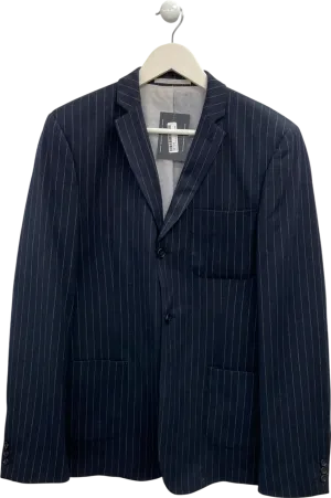 ASOS Blue Pinstripe Single Breasted Blazer - Long Length UK 40" CHEST