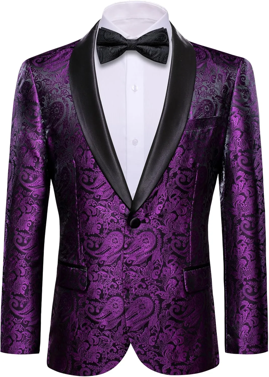 Barry.Wang Blazer for Men Paisley Sport Coat Lightweight Suit Jacket Regular Tuxedo Flower Mardi Gras Carnival Gift