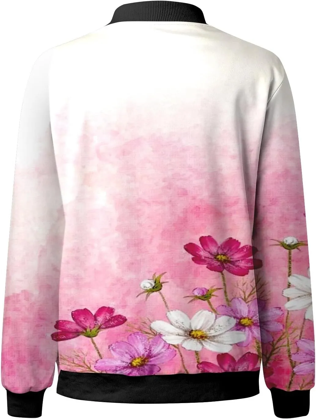 Bomber Jacket Women 2024 Causal Floral Zip Up Coats Stand Collar Fall Jackets Lightweight Outerwear Windbreaker
