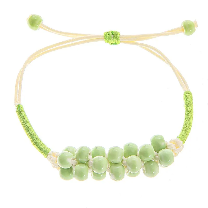 Bright-colored Handmade Flower Leaf Charm Beaded Bracelets