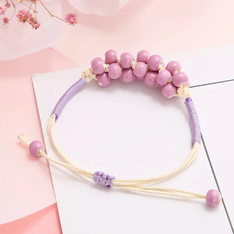 Bright-colored Handmade Flower Leaf Charm Beaded Bracelets