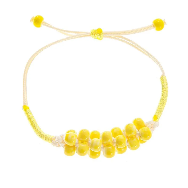 Bright-colored Handmade Flower Leaf Charm Beaded Bracelets