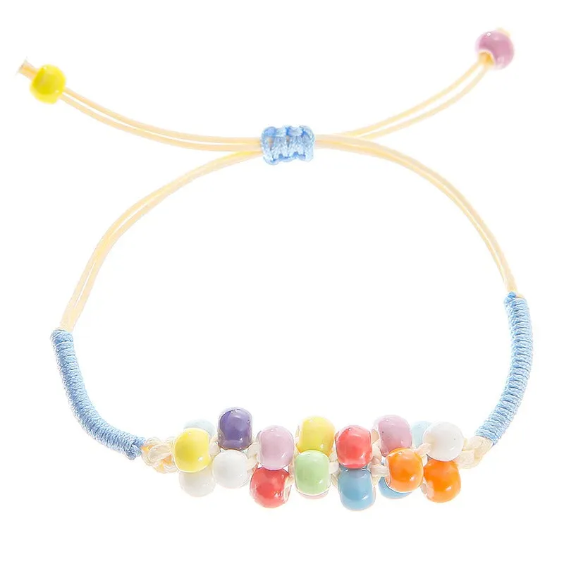 Bright-colored Handmade Flower Leaf Charm Beaded Bracelets