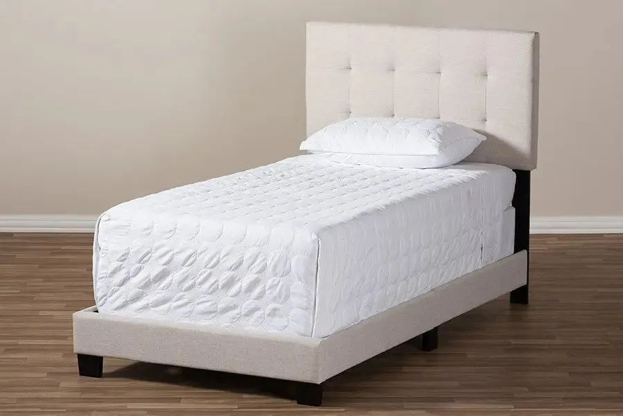 Brookfield Beige Fabric Box Spring Bed (Twin)