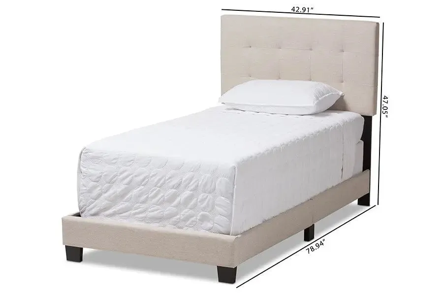 Brookfield Beige Fabric Box Spring Bed (Twin)
