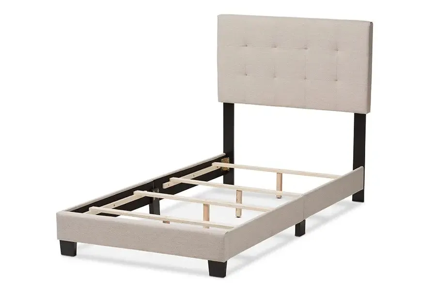 Brookfield Beige Fabric Box Spring Bed (Twin)