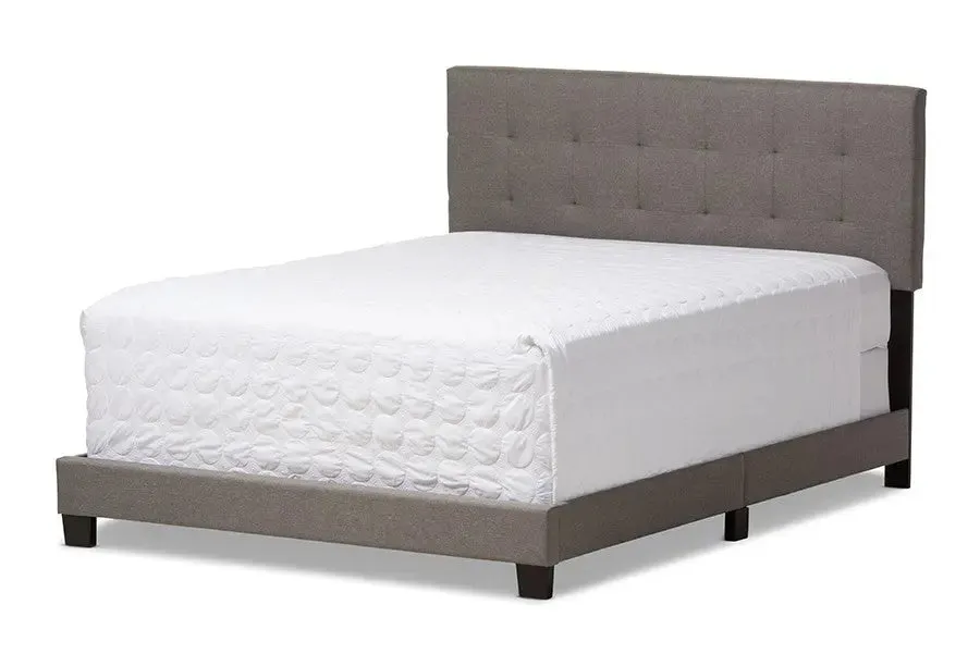 Brookfield Grey Fabric Upholstered Grid-tufting Box Spring Bed (Full)
