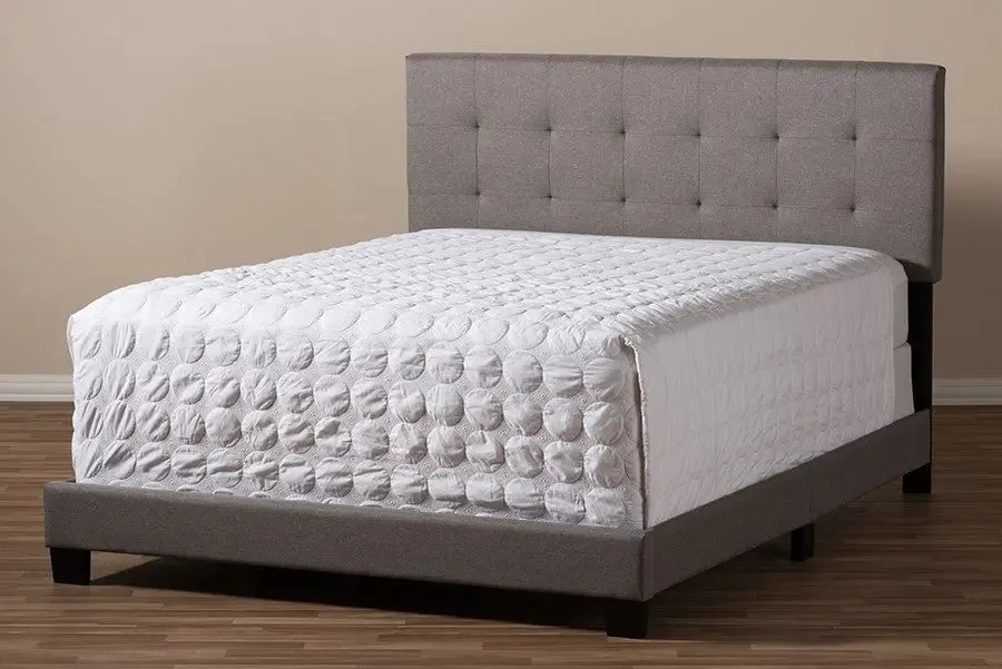 Brookfield Grey Fabric Upholstered Grid-tufting Box Spring Bed (Full)