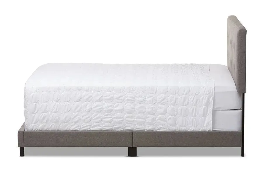 Brookfield Grey Fabric Upholstered Grid-tufting Box Spring Bed (Full)