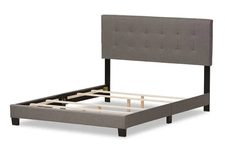 Brookfield Grey Fabric Upholstered Grid-tufting Box Spring Bed (Full)