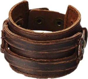 Brown Leather Men's Cuff Bracelet