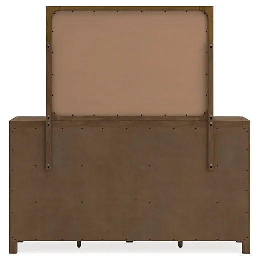 Cabalynn Queen Upholstered Bed with Mirrored Dresser and 2 Nightstands