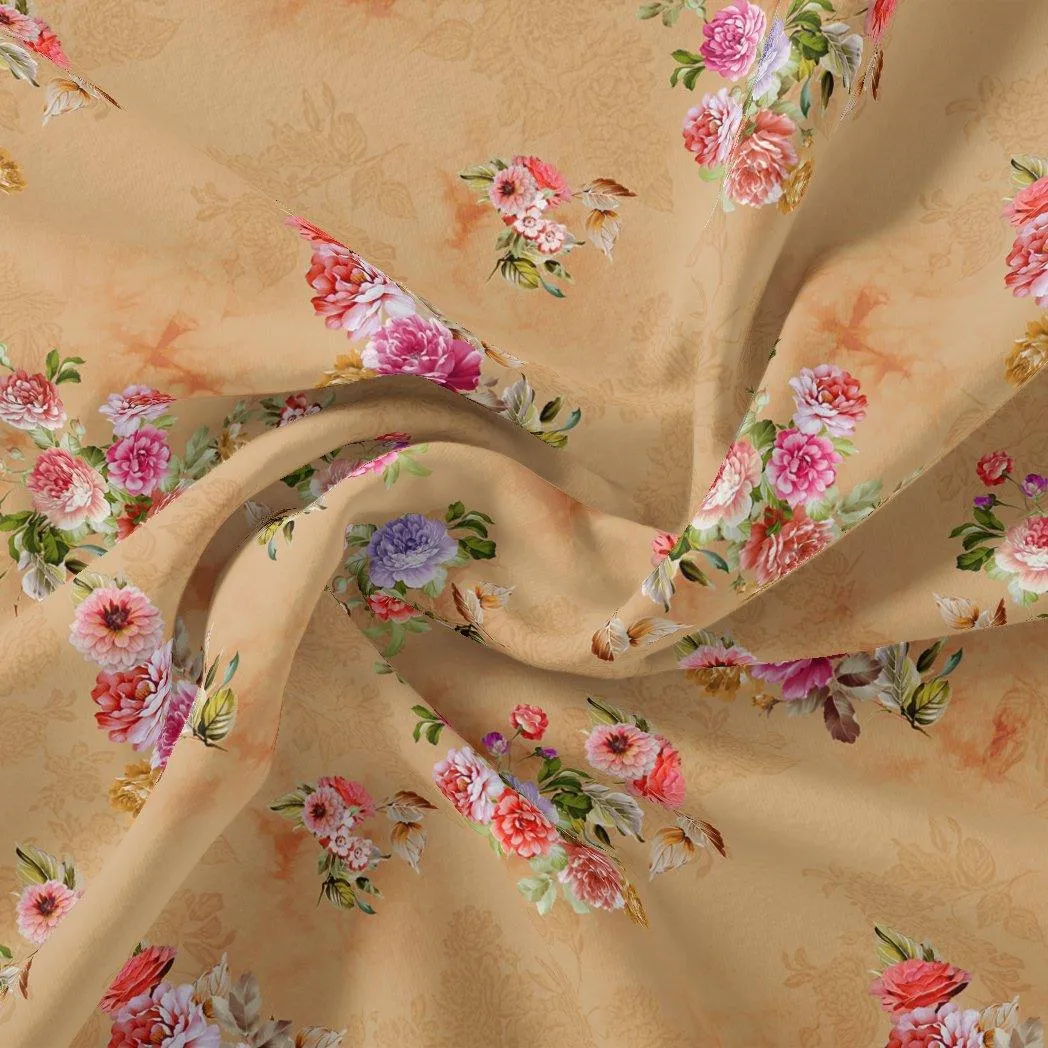 Chintz Pink Florish Flower Digital Printed Fabric - Weightless