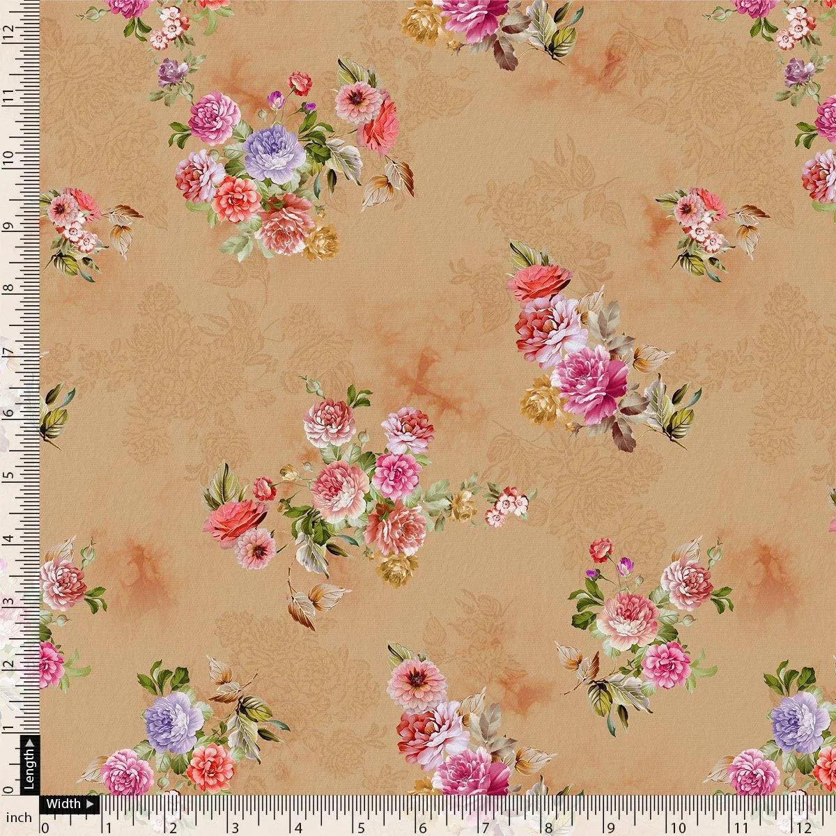 Chintz Pink Florish Flower Digital Printed Fabric - Weightless