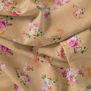 Chintz Pink Florish Flower Digital Printed Fabric - Weightless