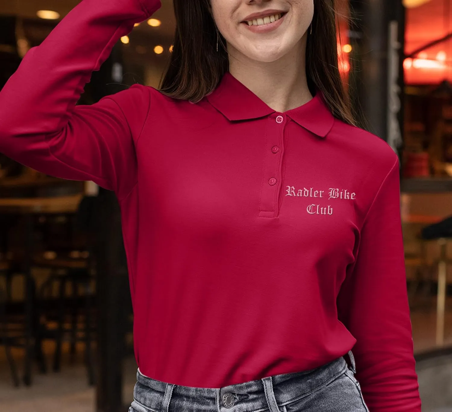 Custom Embroidered Long Sleeve Polo Shirt for Women Personalized Embroidery Text