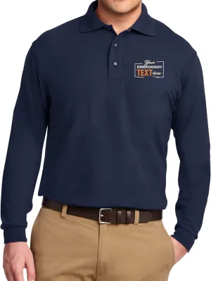 Custom Embroidered Long Sleeve Polo Shirts for Men Personalized Embroidery Text