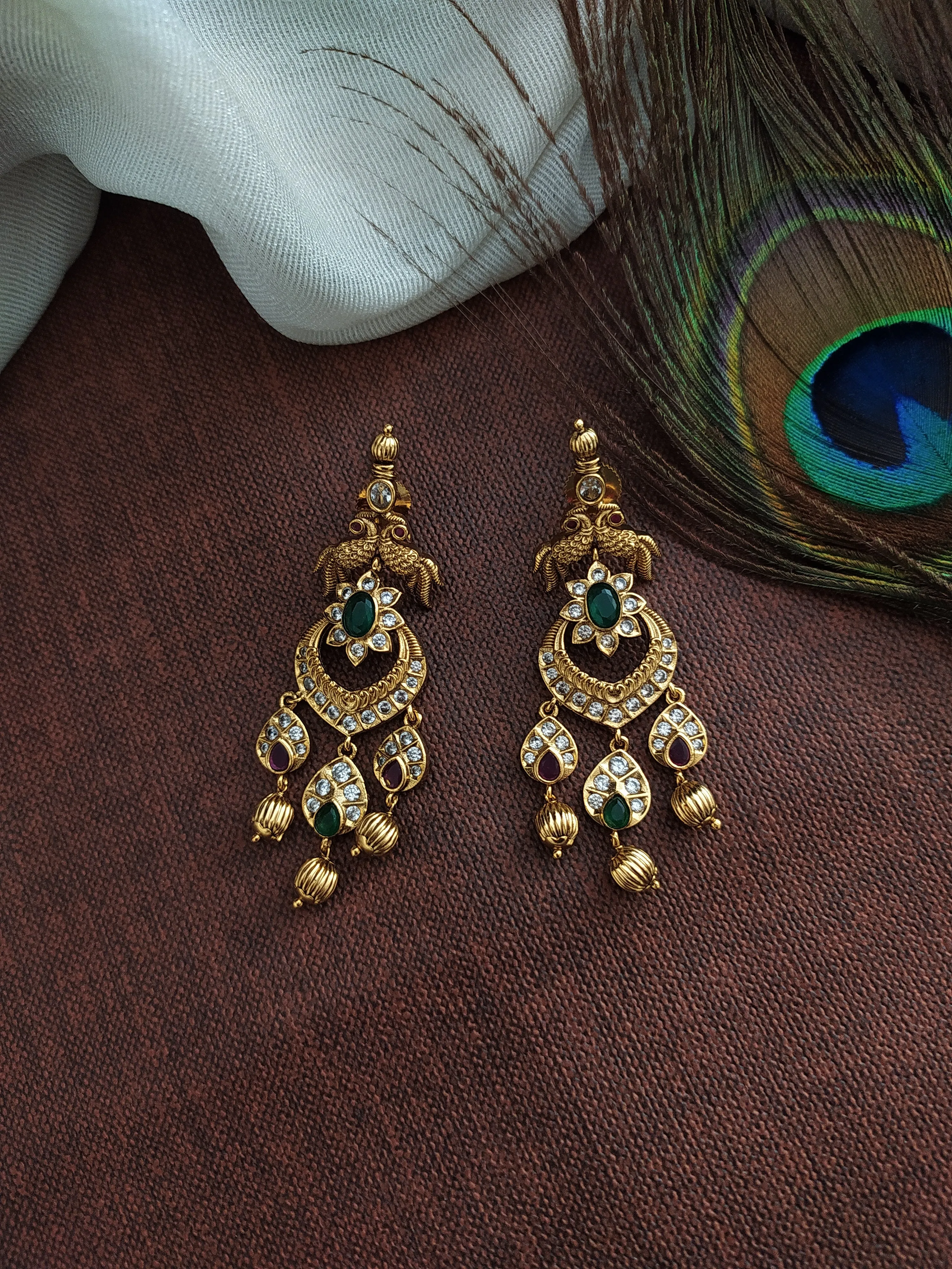 Dual Peacock Design Amazing Pendant Long Haram Set
