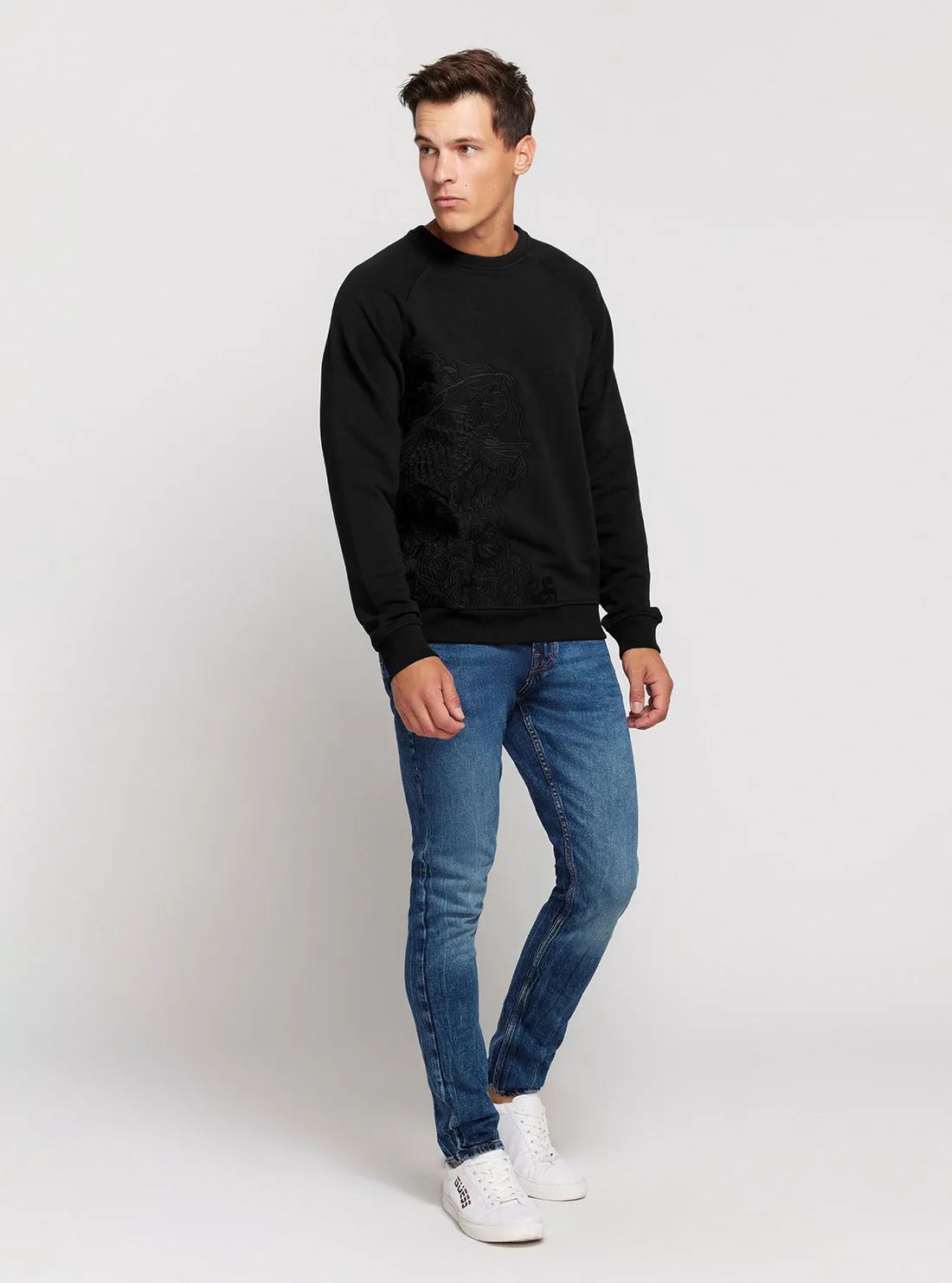 Eco Black Embroidered Jumper