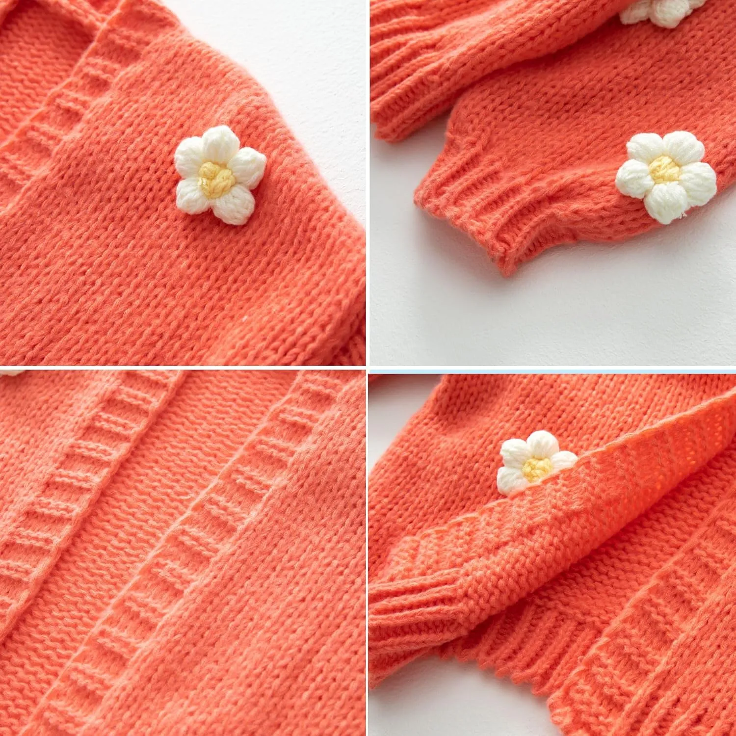 FindThy Womens Kawaii Strawberry Embroidered Cardigan Long Sleeve V Neck Chunky Knitted Cardigans Tops