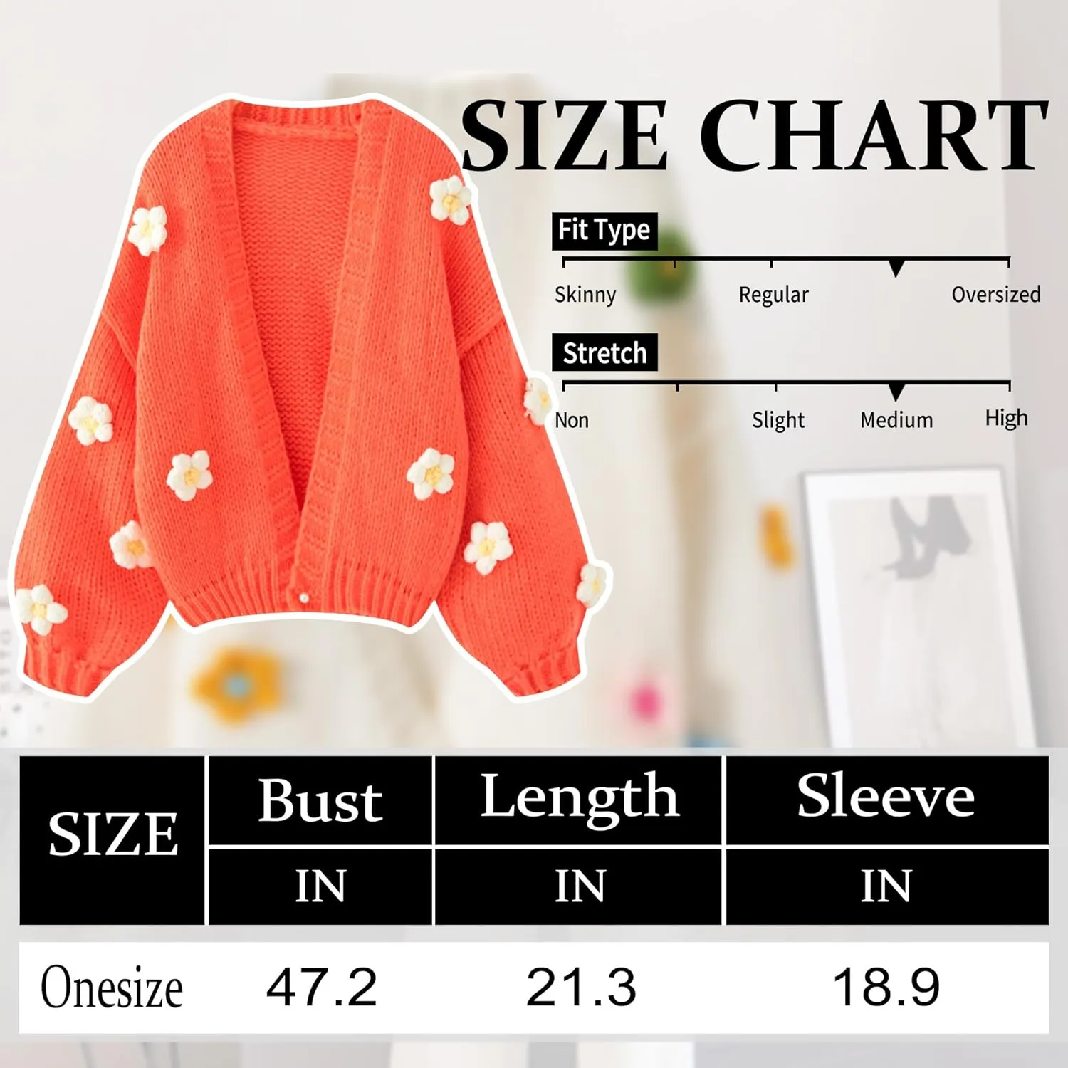 FindThy Womens Kawaii Strawberry Embroidered Cardigan Long Sleeve V Neck Chunky Knitted Cardigans Tops