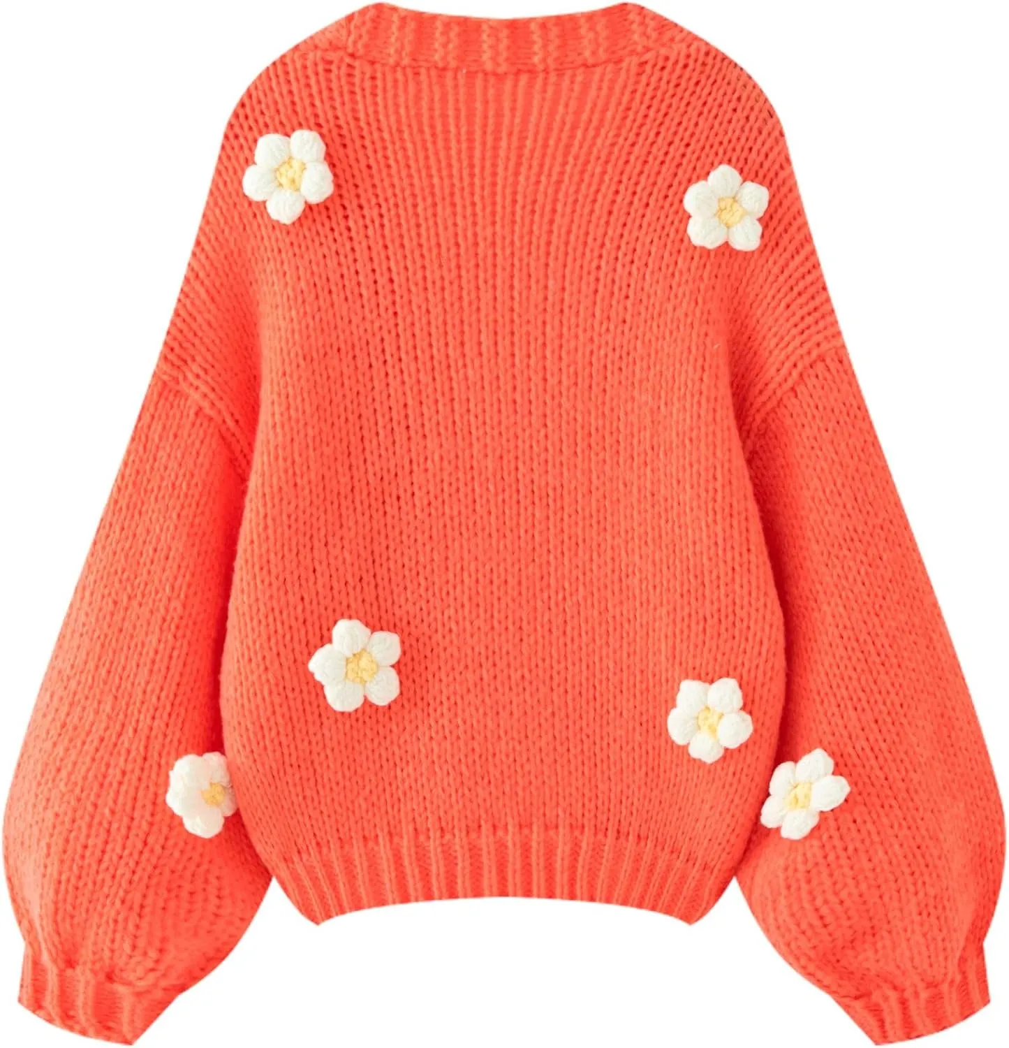 FindThy Womens Kawaii Strawberry Embroidered Cardigan Long Sleeve V Neck Chunky Knitted Cardigans Tops