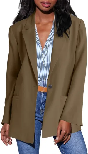 Firzero Black Blazer Women Long Sleeve Business Blazer Loose Lightweigth Open Front Jackets Long Sleeve Work Office Jacket