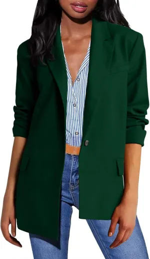 Firzero Black Blazer Women Long Sleeve Business Blazer Loose Lightweigth Open Front Jackets Long Sleeve Work Office Jacket