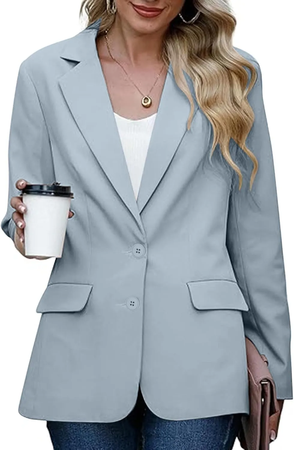 Firzero Women Blazer Black Business Casual Fall Office Suits Fashion 2024 Trendy Padded Shoulder Jacket