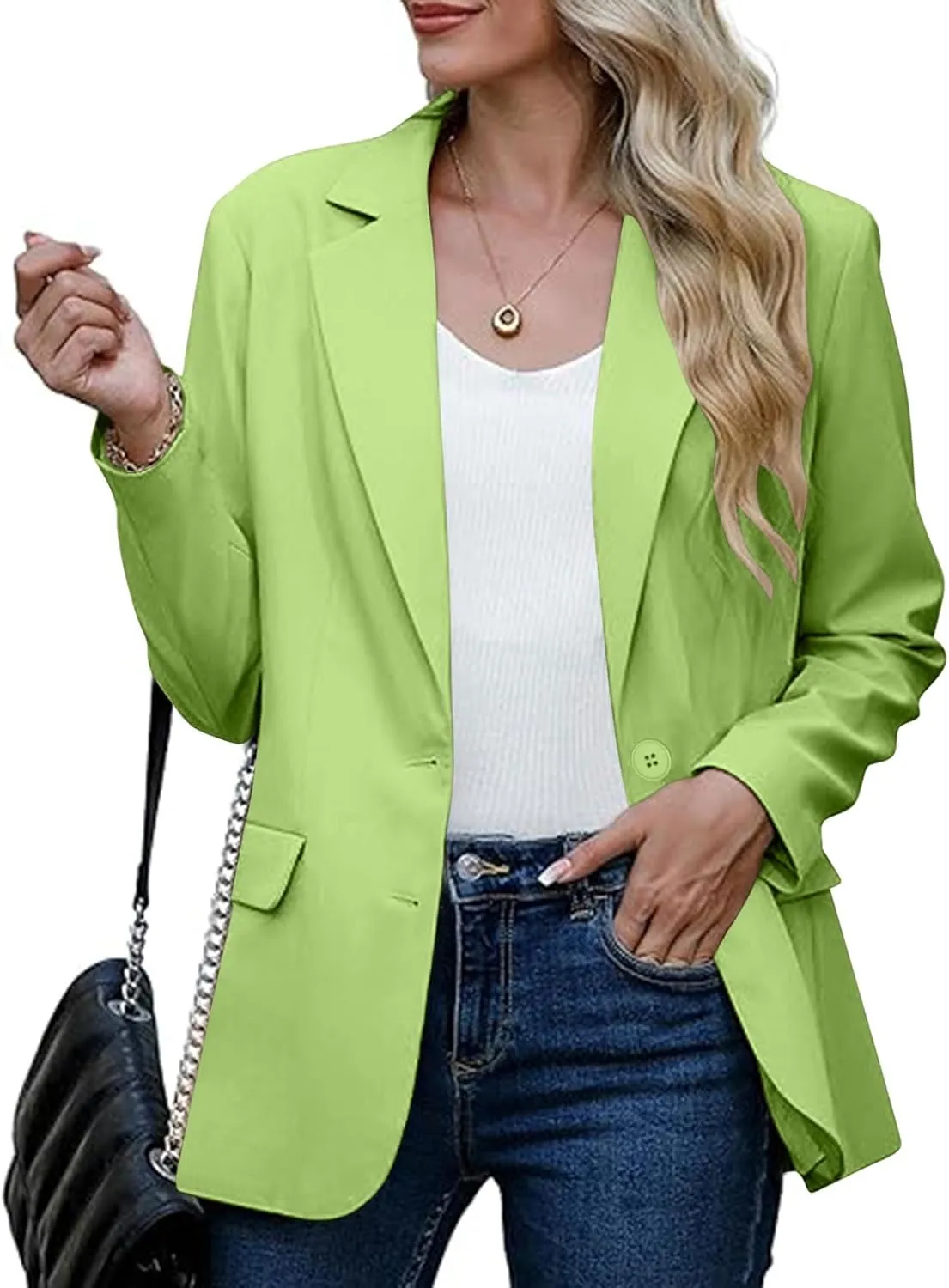 Firzero Women Blazer Black Business Casual Fall Office Suits Fashion 2024 Trendy Padded Shoulder Jacket