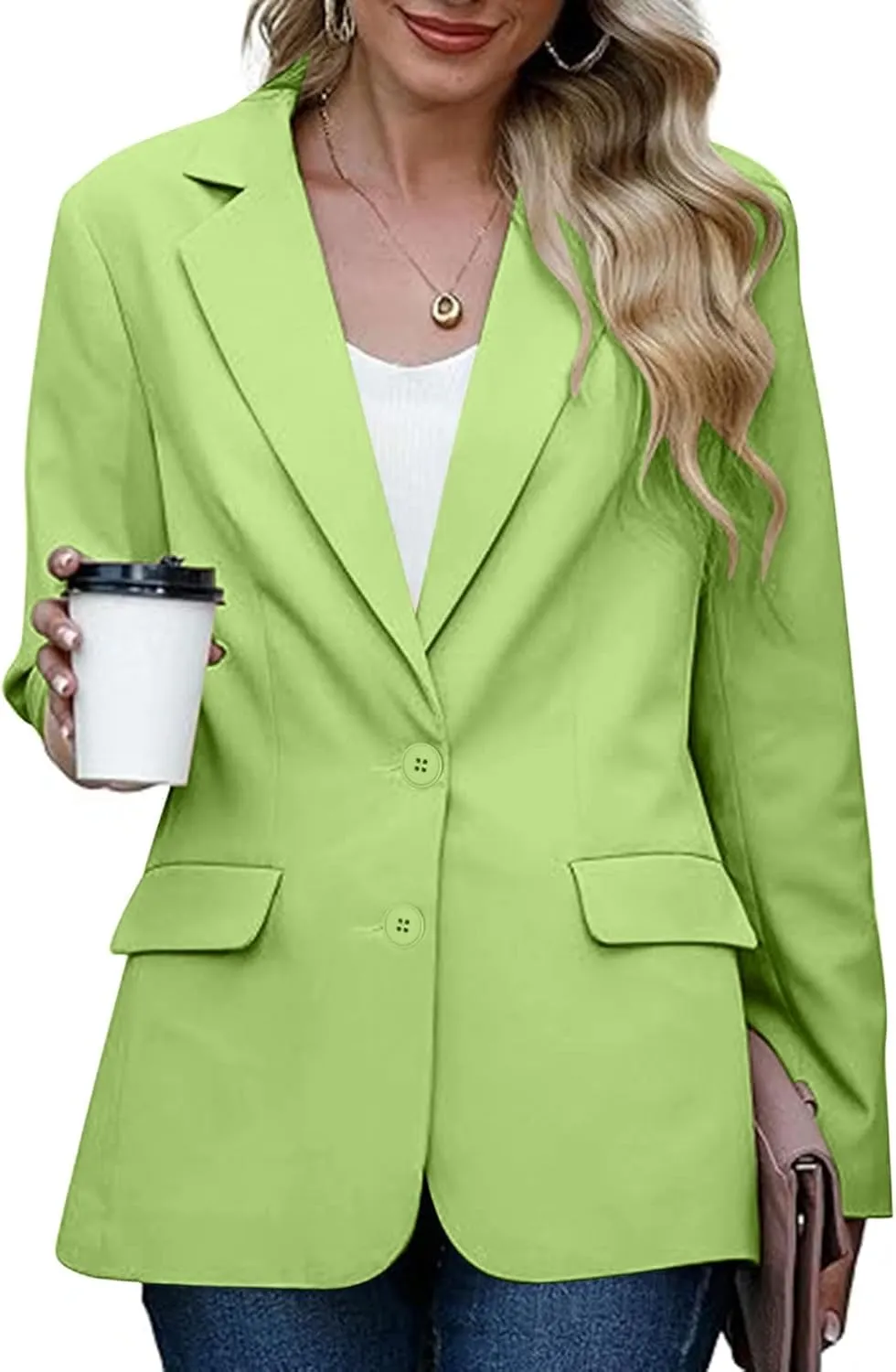 Firzero Women Blazer Black Business Casual Fall Office Suits Fashion 2024 Trendy Padded Shoulder Jacket
