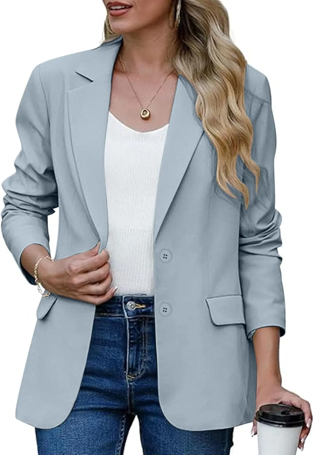 Firzero Women Blazer Black Business Casual Fall Office Suits Fashion 2024 Trendy Padded Shoulder Jacket