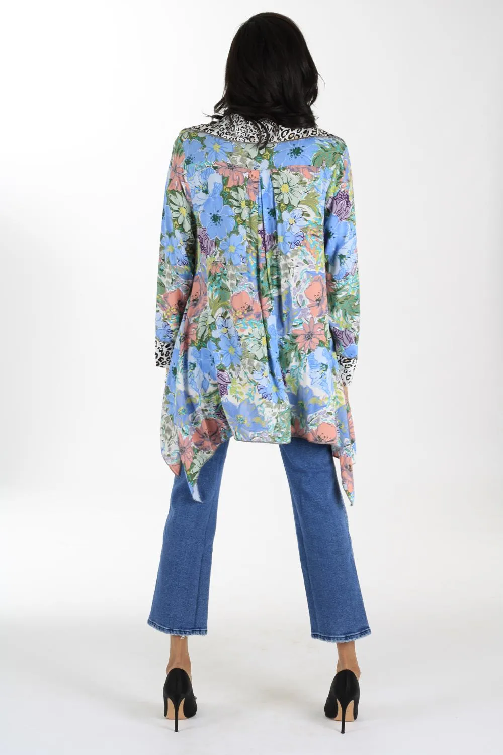 Floral Prints Blouse in Blue BM105 1005
