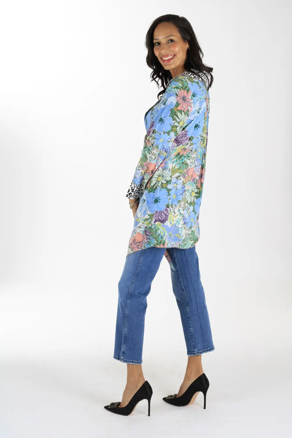 Floral Prints Blouse in Blue BM105 1005