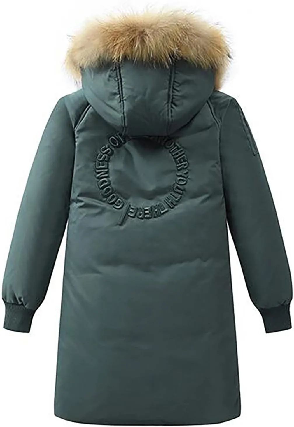 Girls Boys Long Winter Coat Heavyweight Puffer Jacket Insulated Parka with Fu Hooded Padded Down Coat for Kids