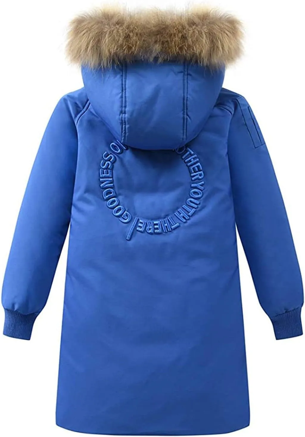 Girls Boys Long Winter Coat Heavyweight Puffer Jacket Insulated Parka with Fu Hooded Padded Down Coat for Kids