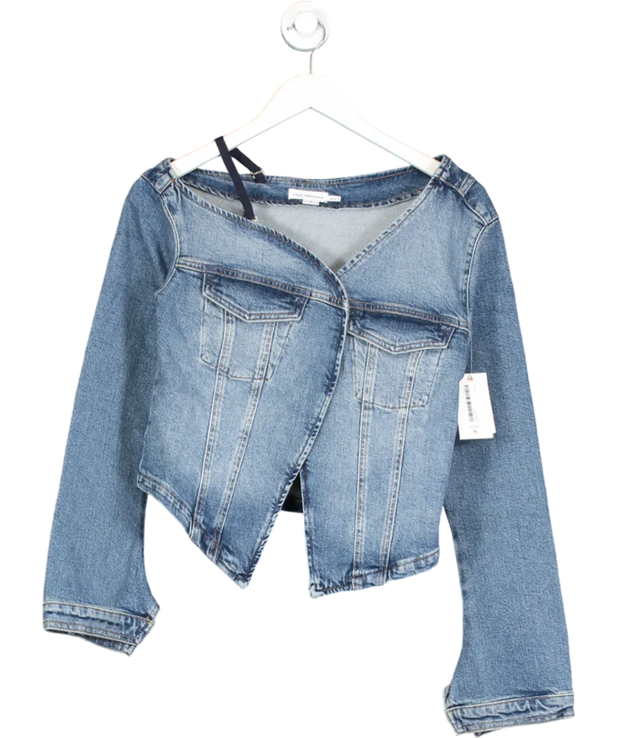 Good American Blue Asymmetric Denim Shirt UK S