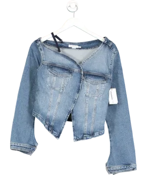 Good American Blue Asymmetric Denim Shirt UK S