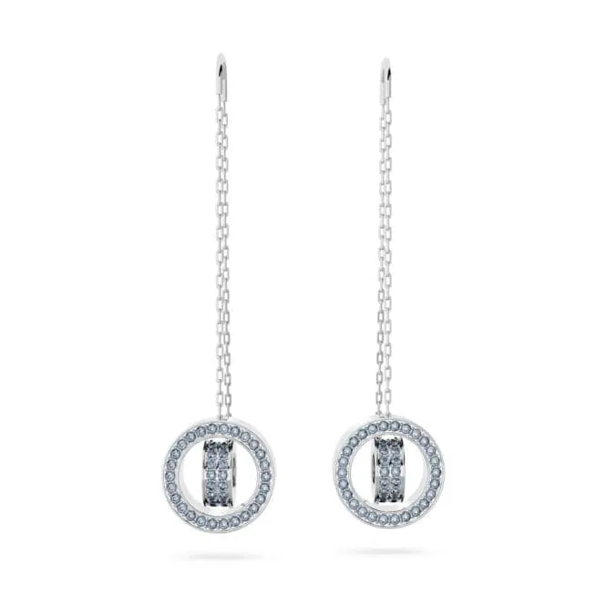 Hollow Long Blue Rhodium Plated Drop Earrings 5663498
