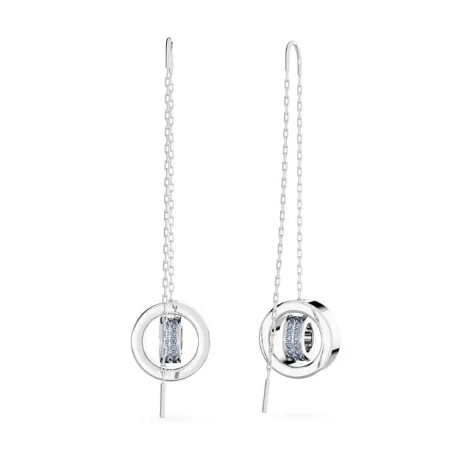 Hollow Long Blue Rhodium Plated Drop Earrings 5663498