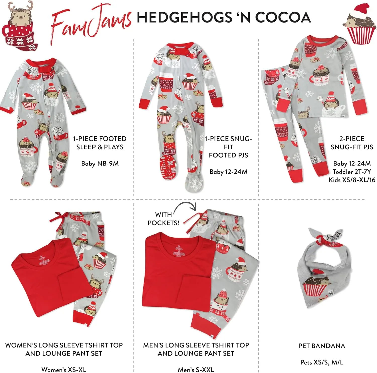 HonestBaby Family Matching Organic Cotton Holiday Pajamas